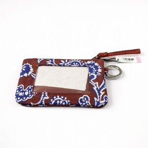 Vera Bradley Brown and Blue Patterned ID Holder NWT